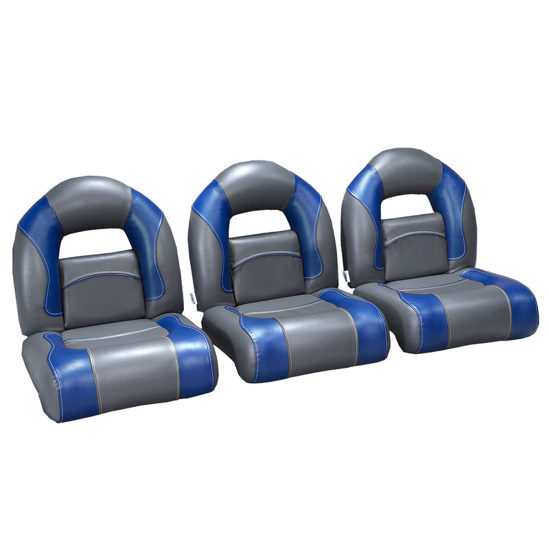 Nitro boat seats set of 3 charcoal and blue