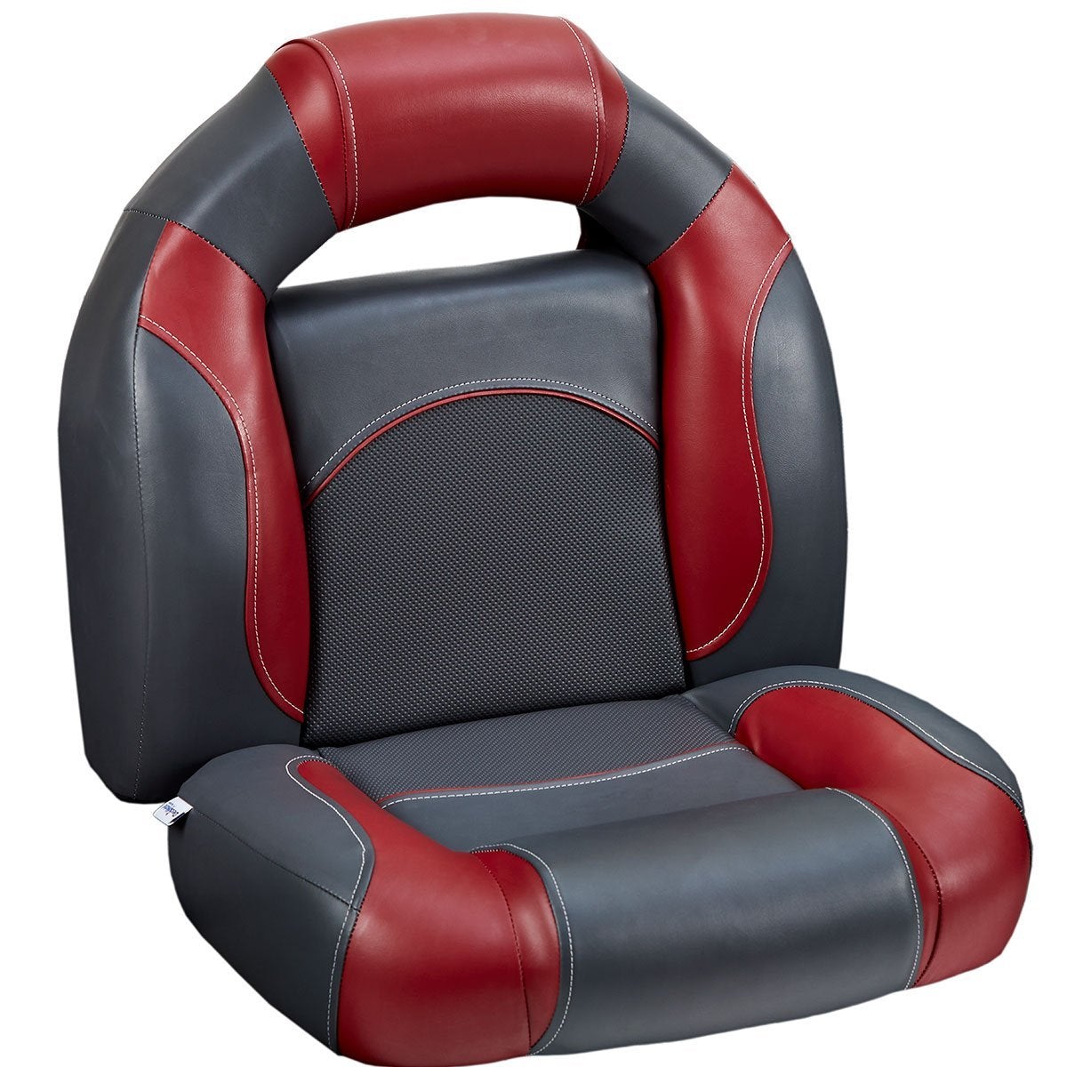 DeckMate Bass Bucket Seat Detail #color_charcoal & red