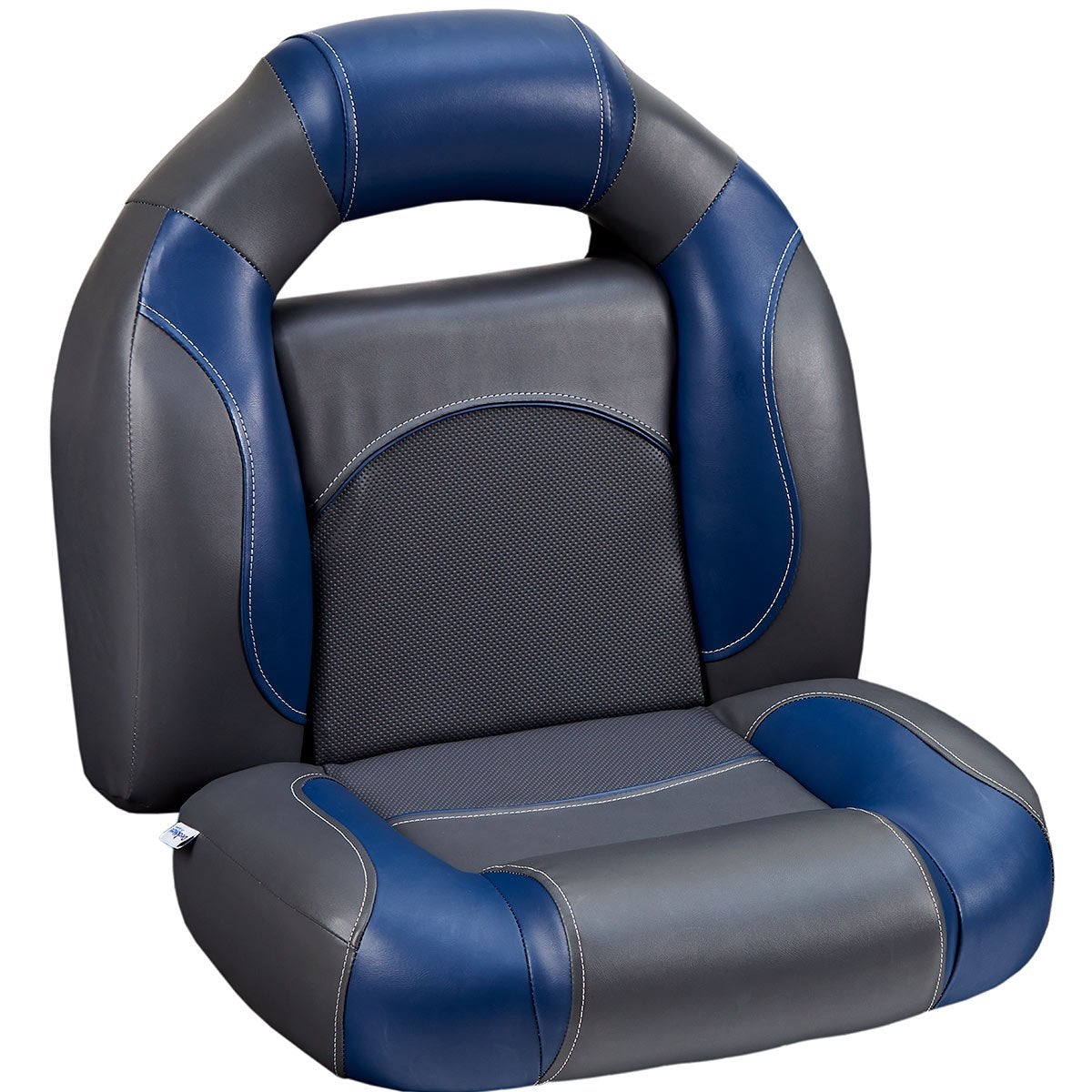 DeckMate Bass Bucket Seat Detail #color_charcoal & blue
