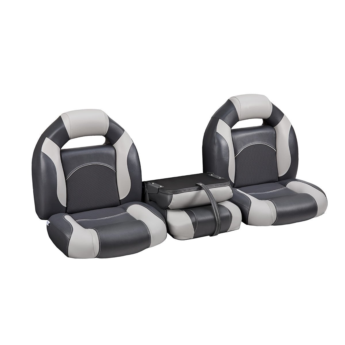 DeckMate Bass Boat Bench Seat Set with Closed Center Seat #color_charcoal & gray