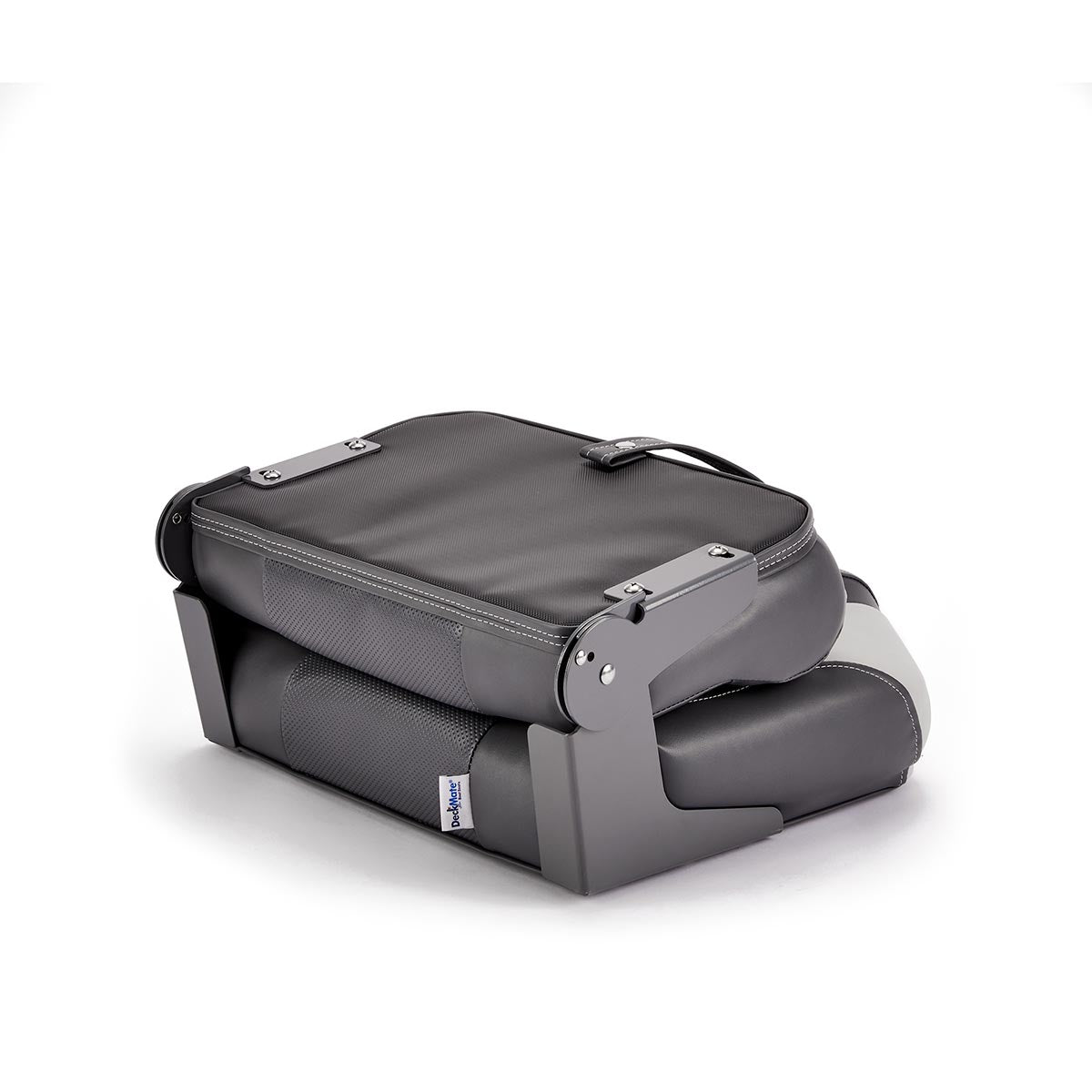 Hinge Mount Low Back Folding Boat Seat Charcoal Gray Marine Grade Vinyl for sale #color_charcoal & gray