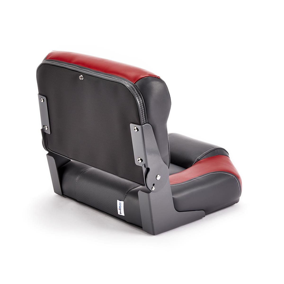 Hinge Mount Low Back Folding Boat Seat Charcoal Red Marine Grade Vinyl for sale #color_charcoal & red
