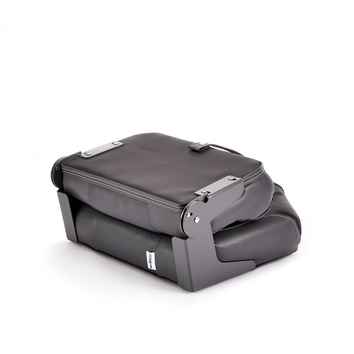 Hinge Mount Low Back Folding Boat Seat Charcoal Black Marine Grade Vinyl for sale #color_charcoal & black