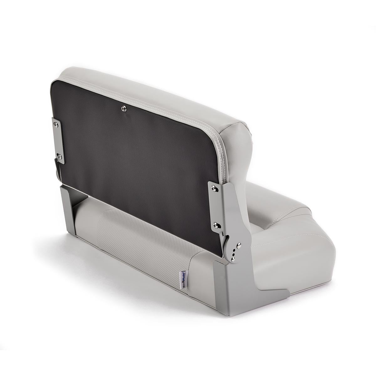 Deckmate Bench Mounted Folding Boat Seat Gray Marine Grade Vinyl Black Accent for sale #color_gray