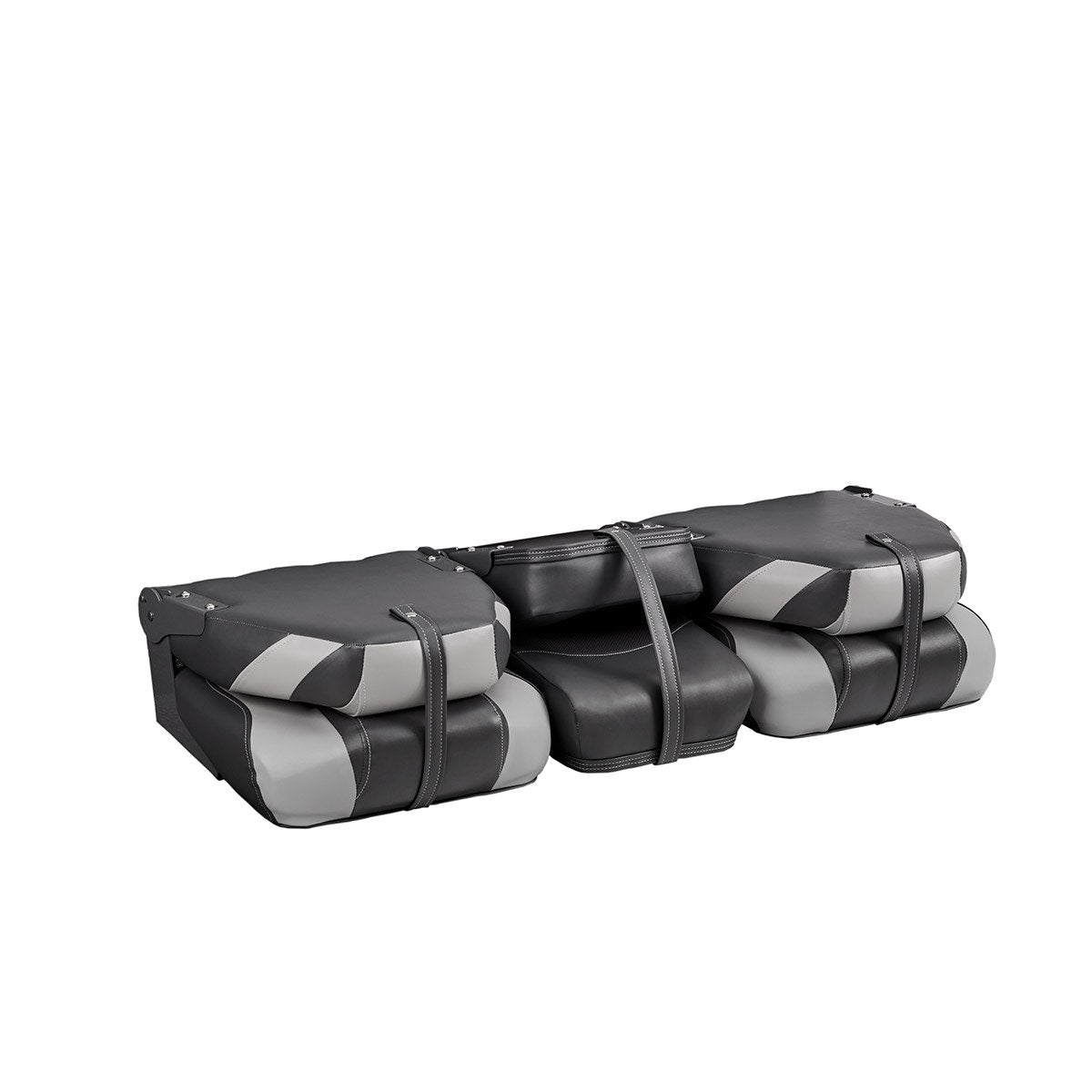 DeckMate Bass Boat Folding Bench Set with Jump Seat all closed #color_charcoal & gray