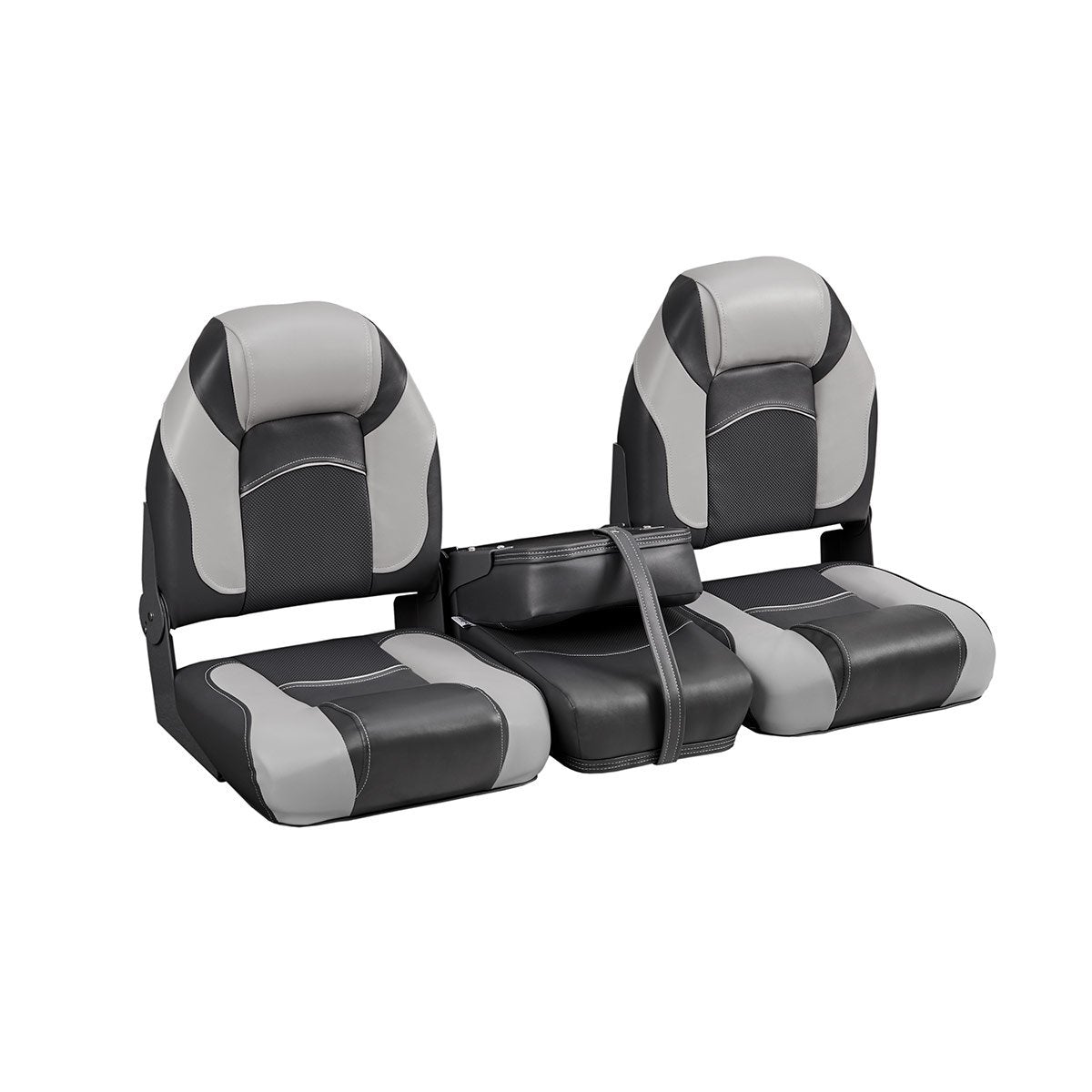 DeckMate Bass Boat Folding Bench Set with Jump Seat closed #color_charcoal & gray