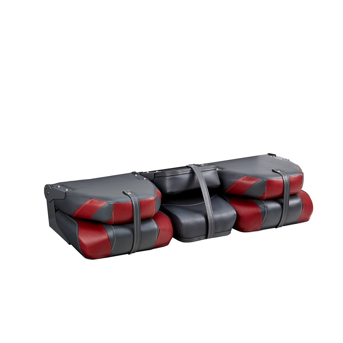 DeckMate Bass Boat Folding Bench Set with Jump Seat all closed #color_charcoal & red