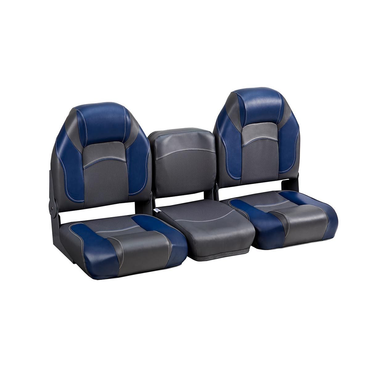 DeckMate Bass Boat Folding Bench Set with Jump Seat #color_charcoal & blue