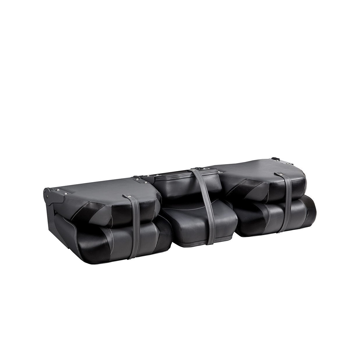 DeckMate Bass Boat Folding Bench Set with Jump Seat all closed #color_charcoal & black