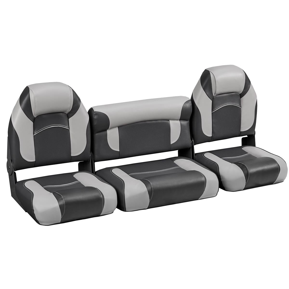 DeckMate Bass Boat Folding Bench Set with wide Jump Seat #color_charcoal & gray