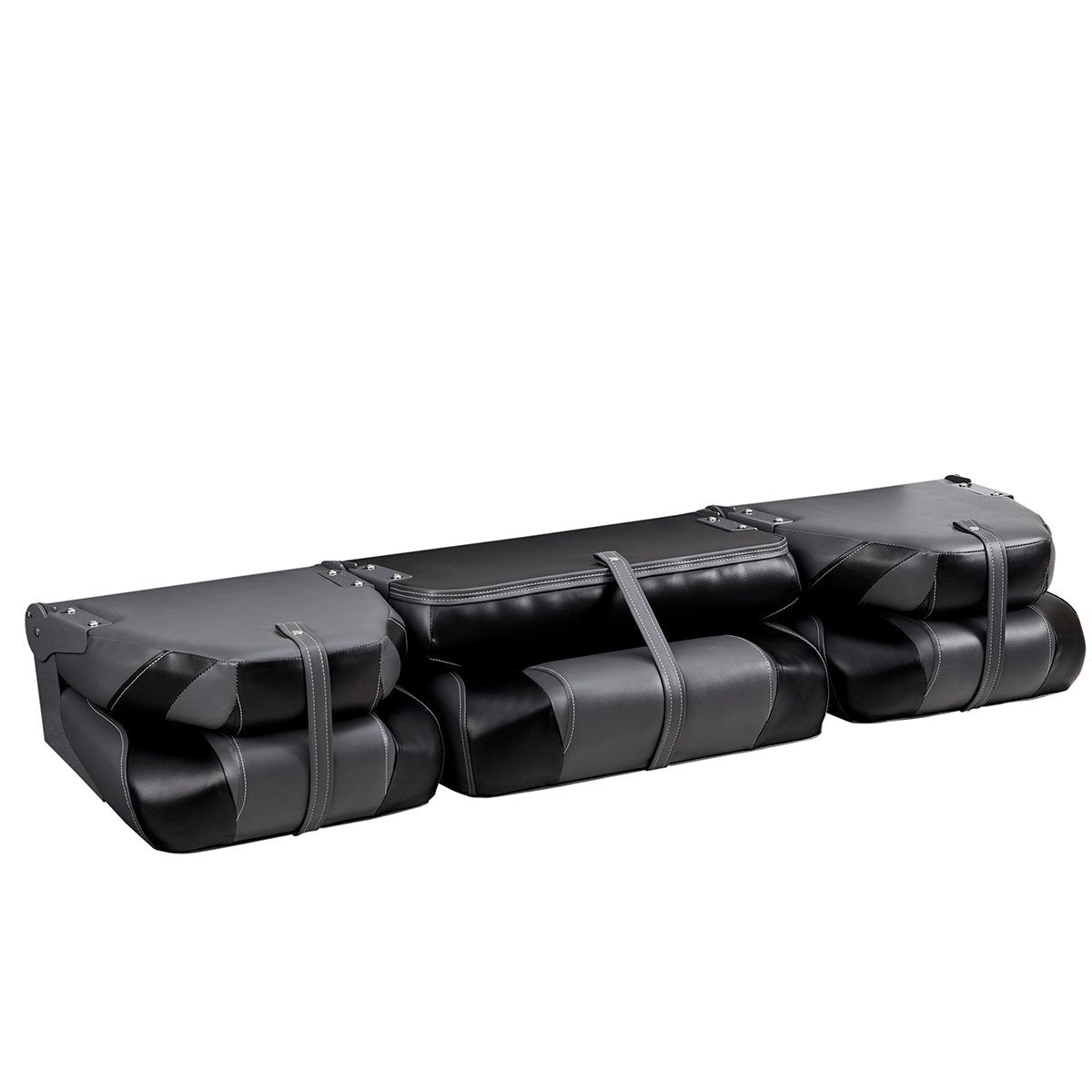 DeckMate Bass Boat Folding Bench Set with wide Jump Seat all closed #color_charcoal & black
