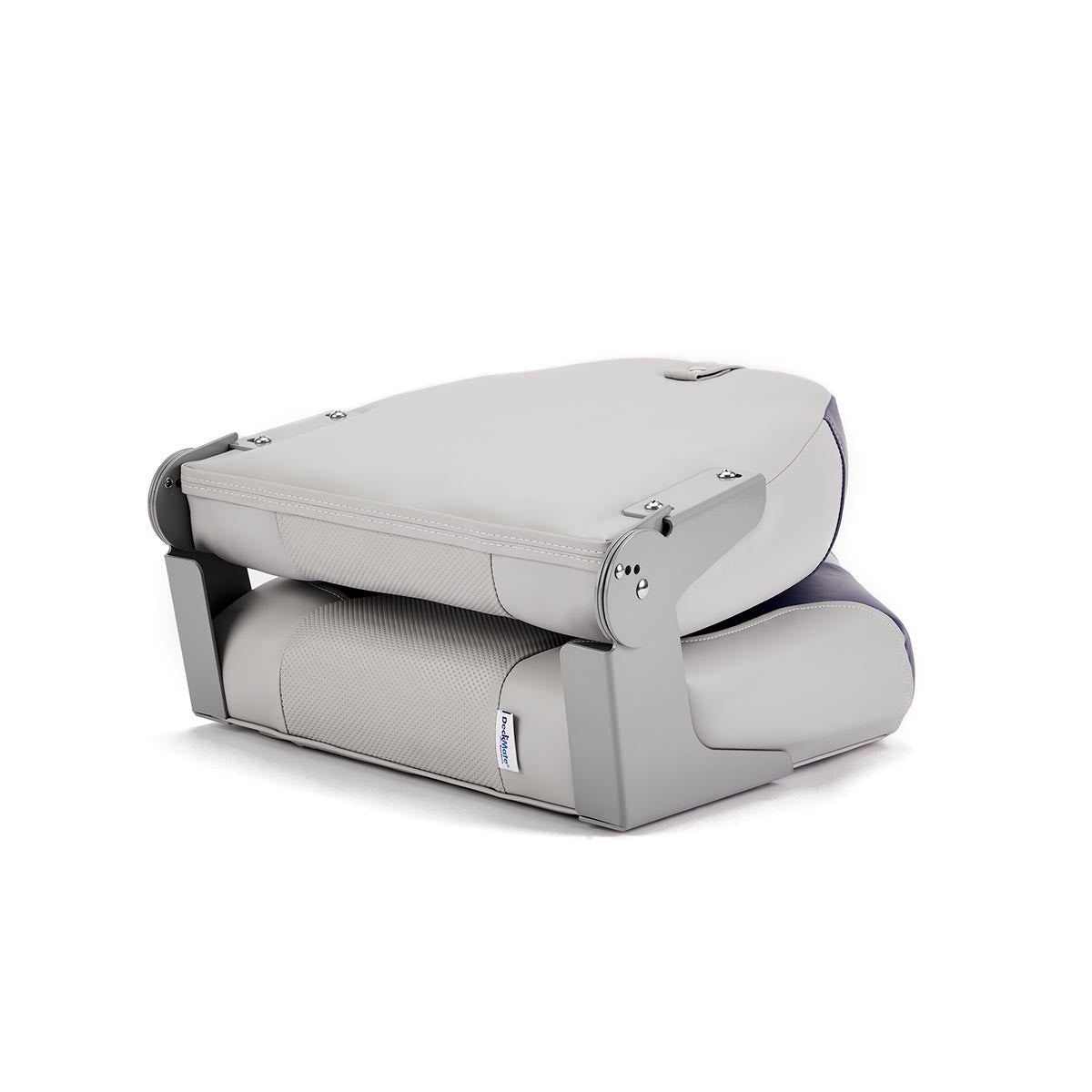 Deckmate High Back Folding Boat Seat Gray & Blue Marine Grade Vinyl for sale #color_gray & blue