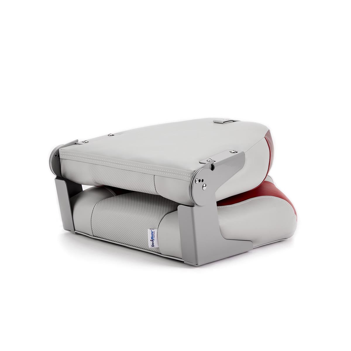 Deckmate High Back Folding Boat Seat Gray & Red Marine Grade Vinyl for sale #color_gray & red