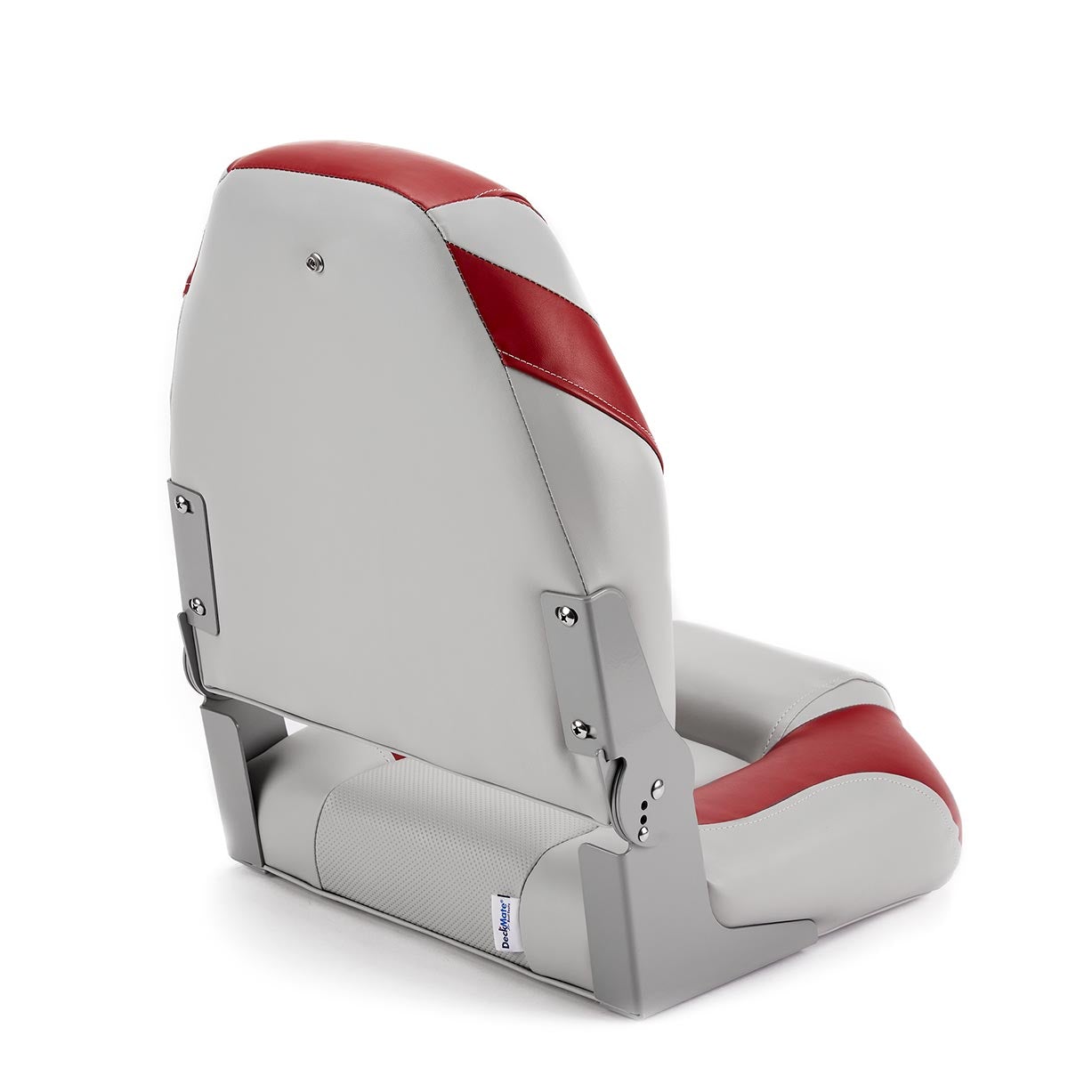 Deckmate High Back Folding Boat Seat Gray & Red Marine Grade Vinyl for sale #color_gray & red