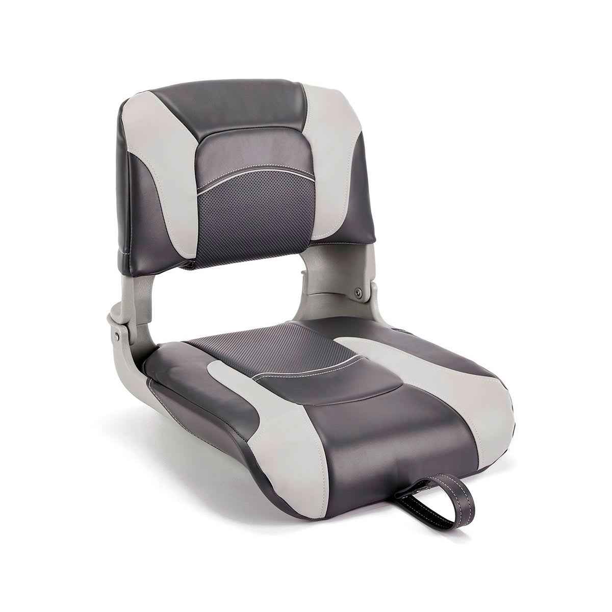 Deckmate Clam Shell Fishing Boat Seat Charcoal & Gray Marine Grade Vinyl for sale #color_charcoal & gray
