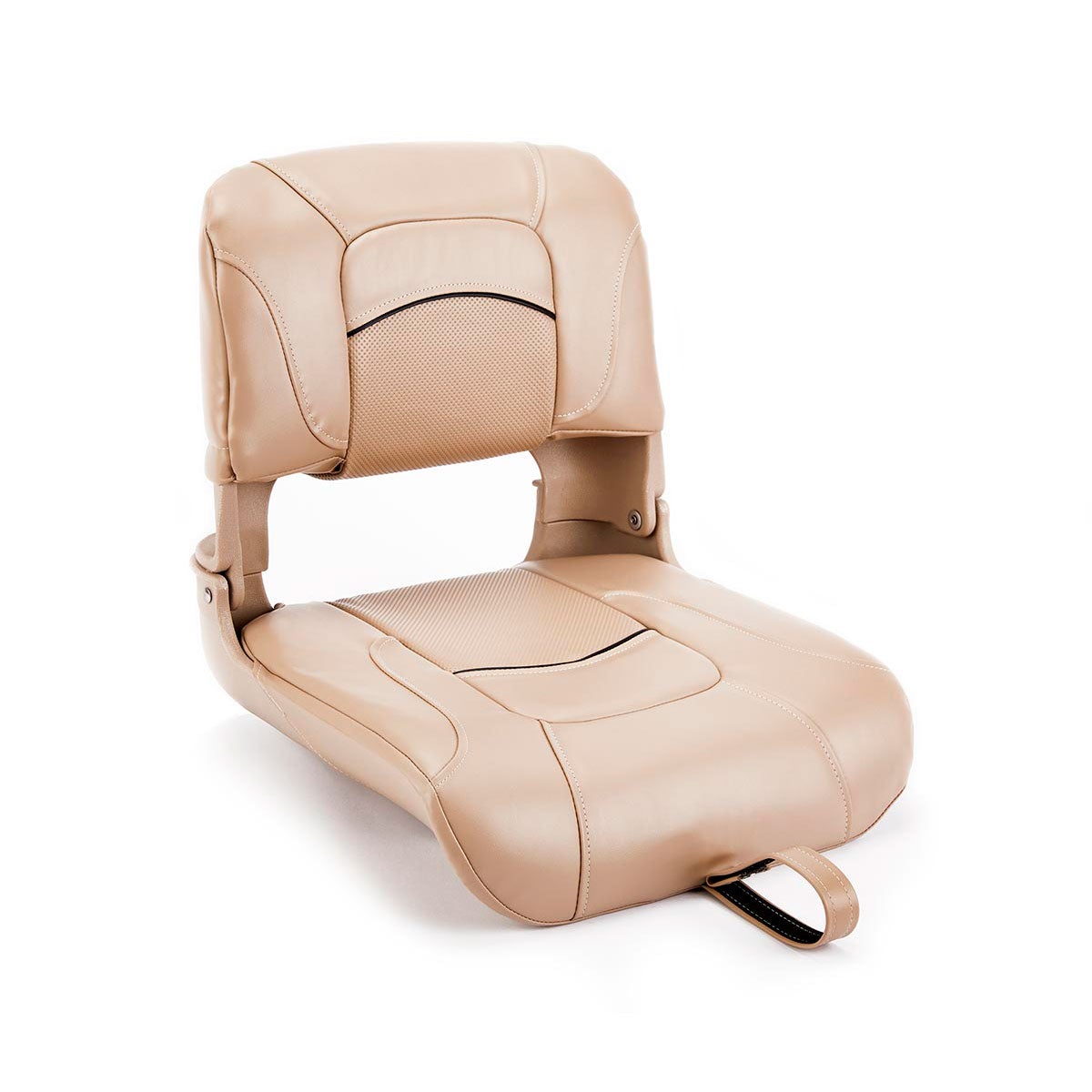 Deckmate Clam Shell Fishing Boat Seat Tan Marine Grade Vinyl Black Accents for sale #color_tan