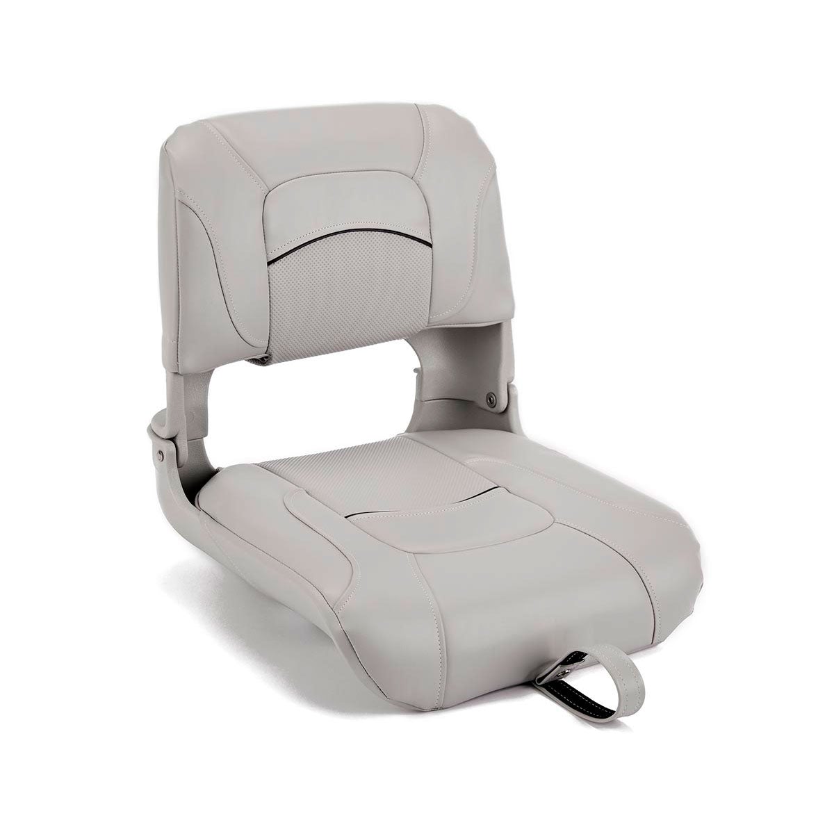 Deckmate Clam Shell Fishing Boat Seat Gray Marine Grade Vinyl Black Accent for sale #color_gray