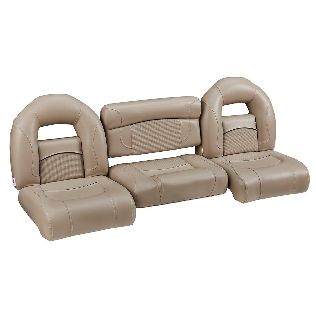DeckMate Compact Bass Boat Bench Set with wide folding middle seat #color_tan