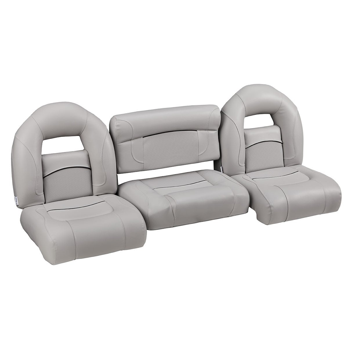 DeckMate Compact Bass Boat Bench Set with wide folding middle seat #color_gray