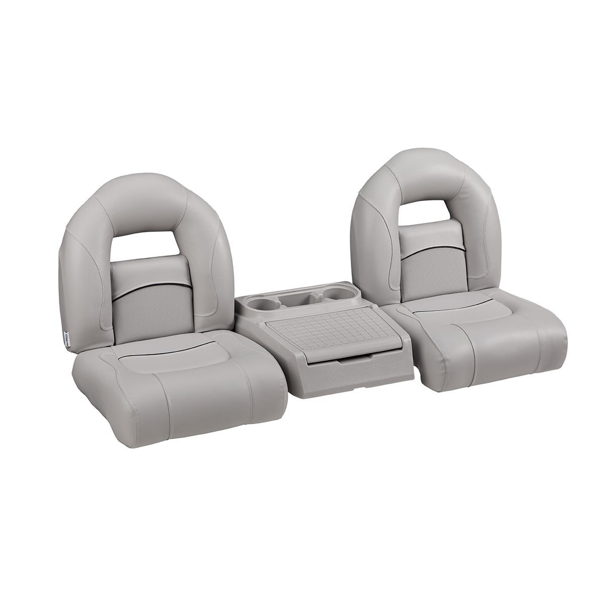 DeckMate Compact Bass Boat Bench Seat Set with center console #color_gray