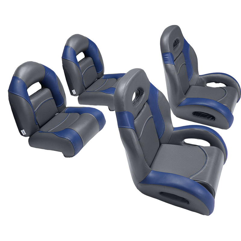 fish and ski bass boat seats in charcoal/blue