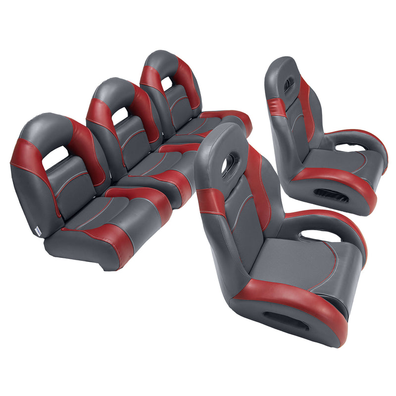 fish and ski bass boat seats in charcoal/red