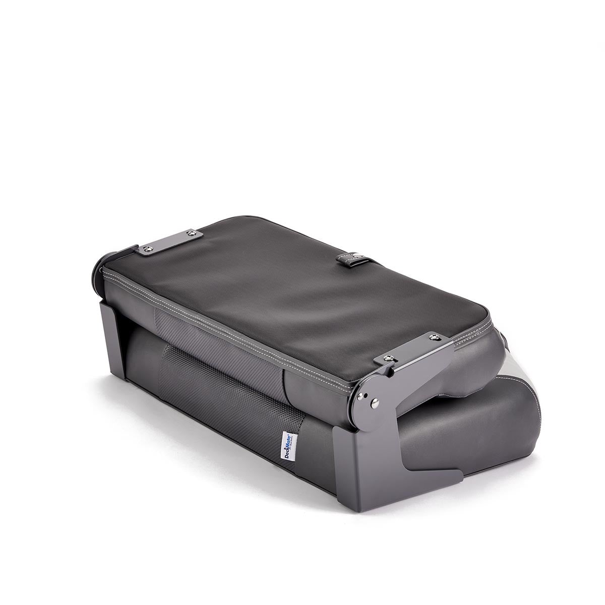 Deckmate Bench Mounted Folding Boat Seat Charcoal Gray Marine Grade Vinyl for sale #color_charcoal & gray