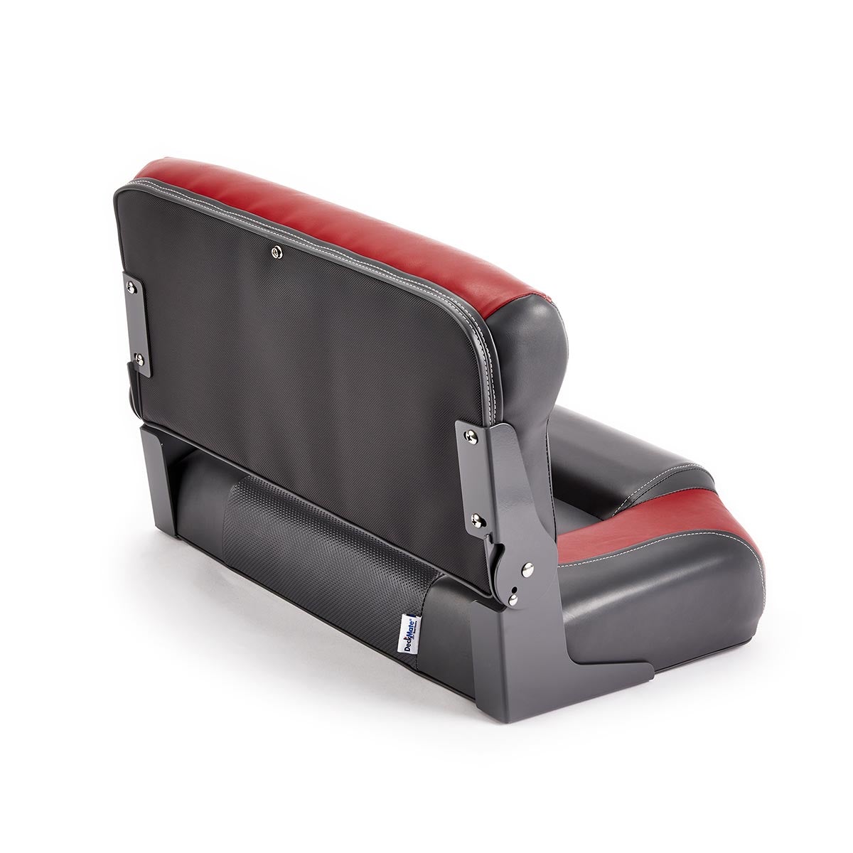 Deckmate Bench Mounted Folding Boat Seat Charcoal Red Marine Grade Vinyl for sale #color_charcoal & red