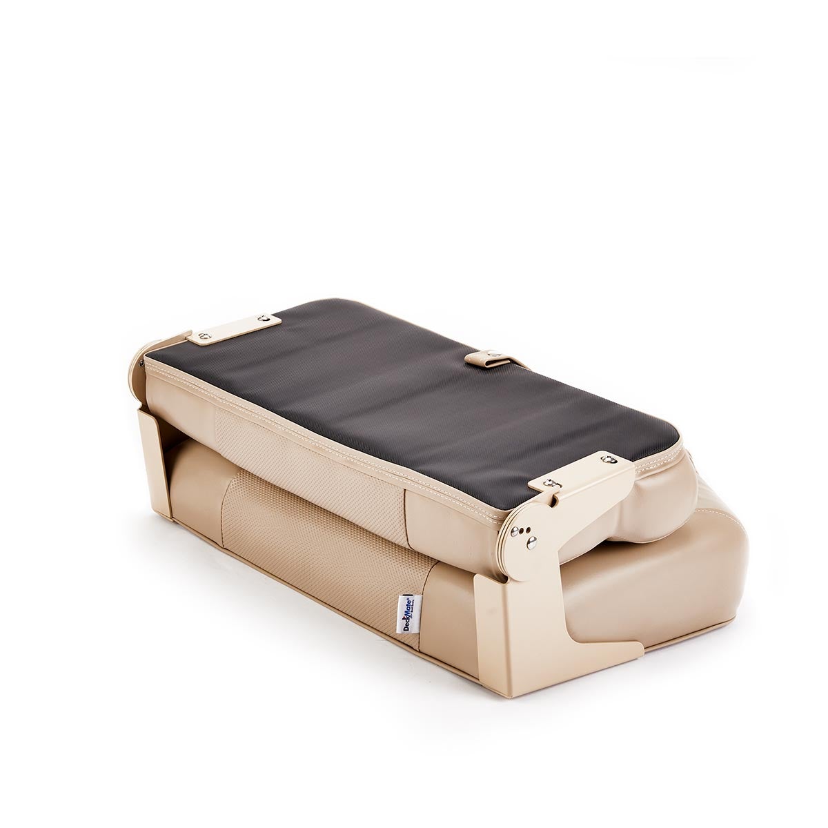 Deckmate Bench Mounted Folding Boat Seat Tan Marine Grade Vinyl Black Accent for sale #color_tan