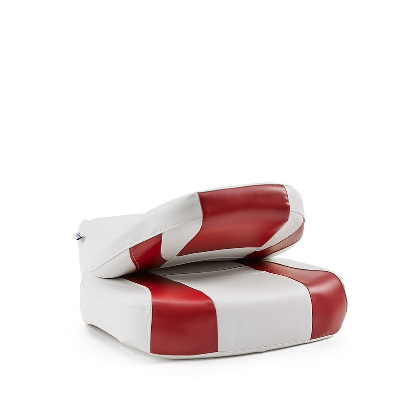 DeckMate Economy Center Hinge Cushion Fishing Boat Seat White Red Marine Grade Vinyl for sale
