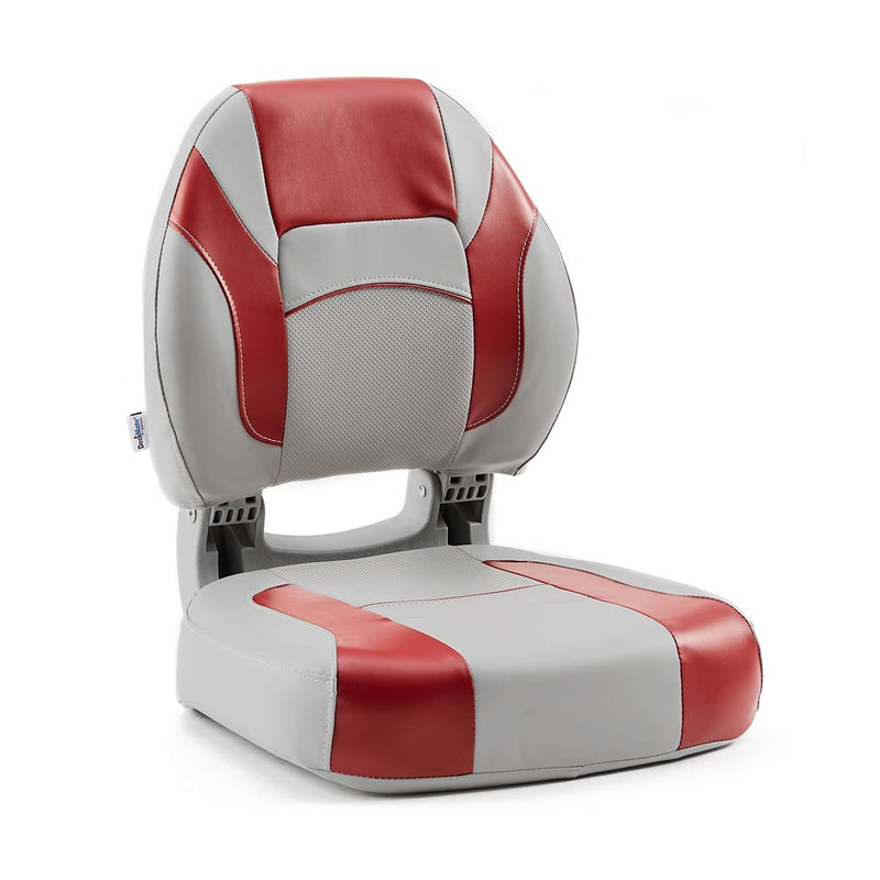 DeckMate Economy Center Hinge Cushion Fishing Boat Seat Gray Red Marine Grade Vinyl for sale