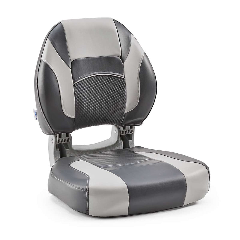 DeckMate Economy Center Hinge Cushion Fishing Boat Seat Charcoal Gray Marine Grade Vinyl for sale