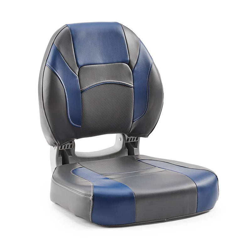 DeckMate Economy Center Hinge Cushion Fishing Boat Seat Charcoal Blue Marine Grade Vinyl for sale