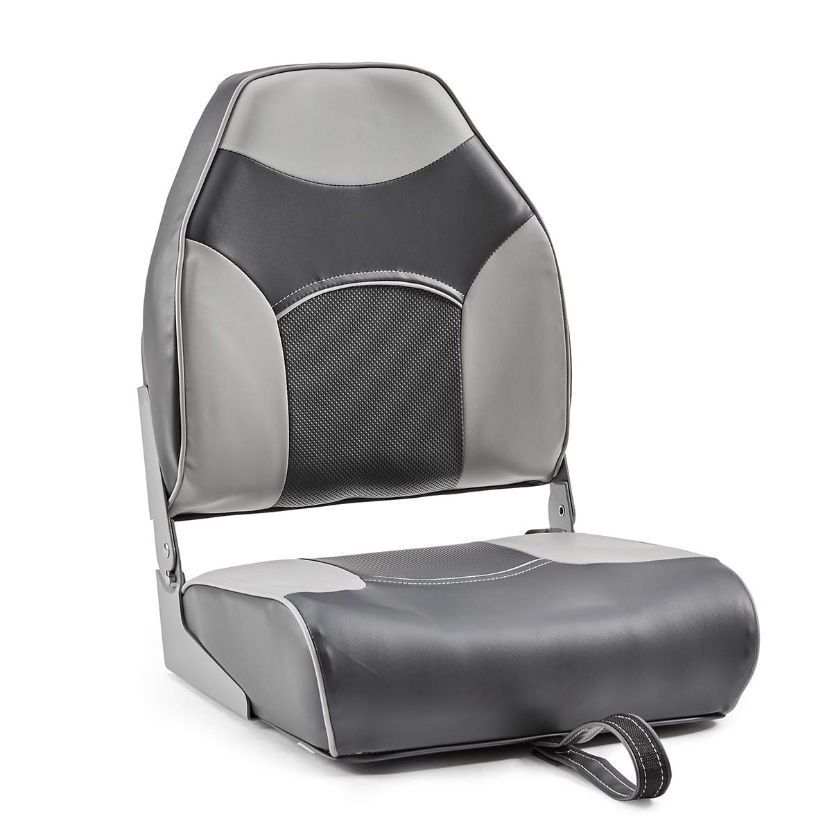 DeckMate Economy High Back Fishing Boat Seat Charcoal Gray Marine Grade Vinyl for sale #color_charcoal & gray