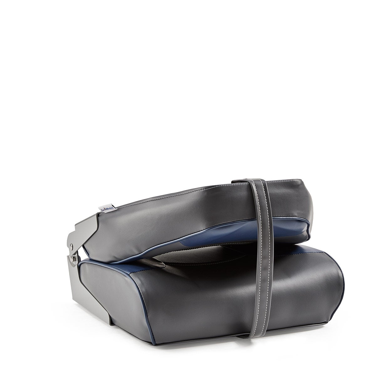 DeckMate Economy High Back Fishing Boat Seat Charcoal Blue Marine Grade Vinyl for sale #color_charcoal & blue