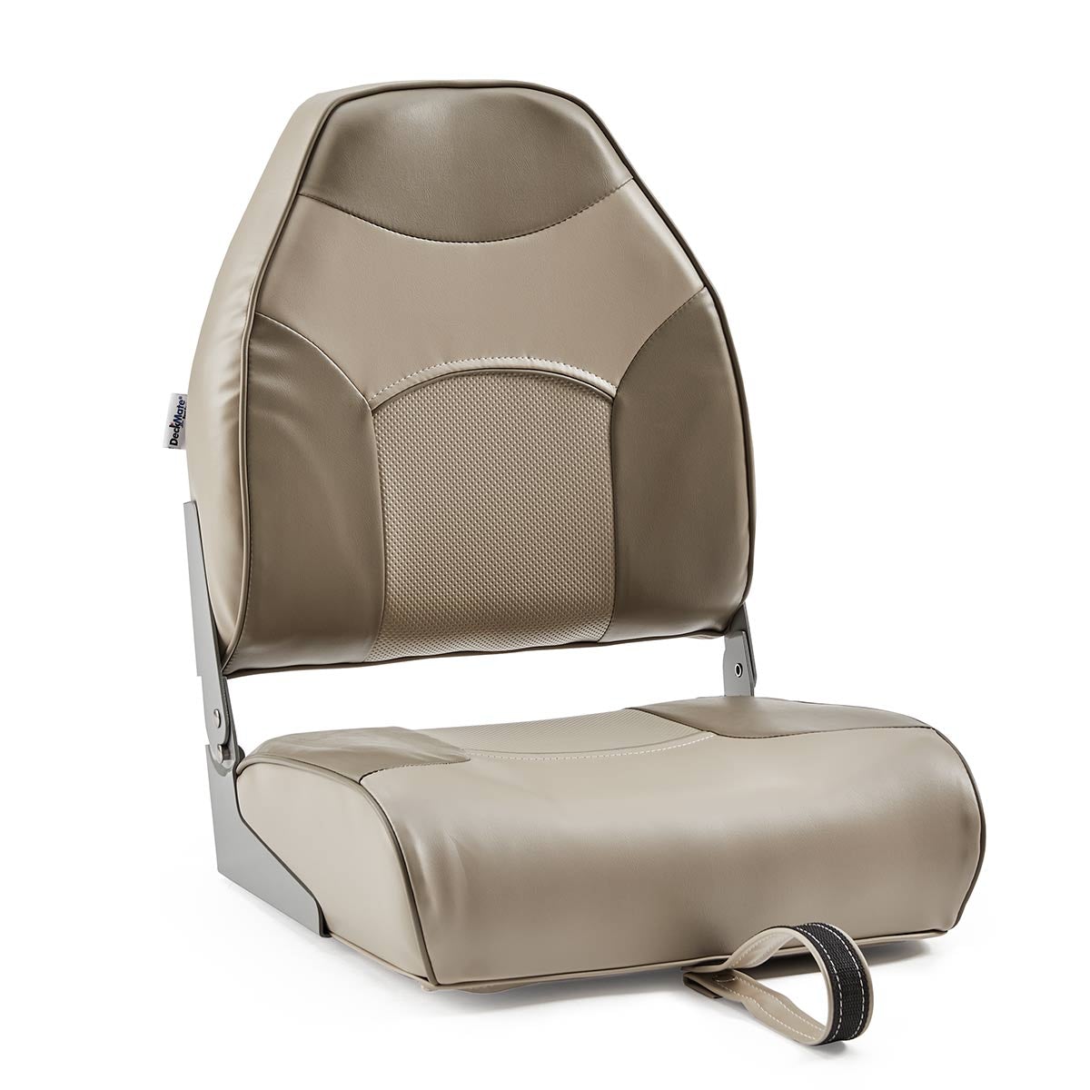 DeckMate Economy High Back Fishing Boat Seat Tan Beige Marine Grade Vinyl for sale #color_tan & beige