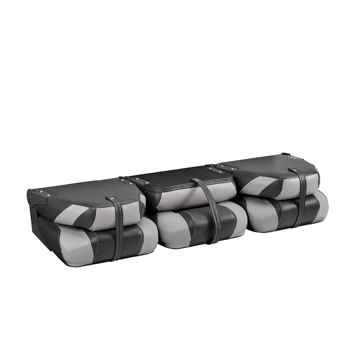 DeckMate Bass Boat Folding Bench Set with step middle Seat all closed #color_charcoal & gray