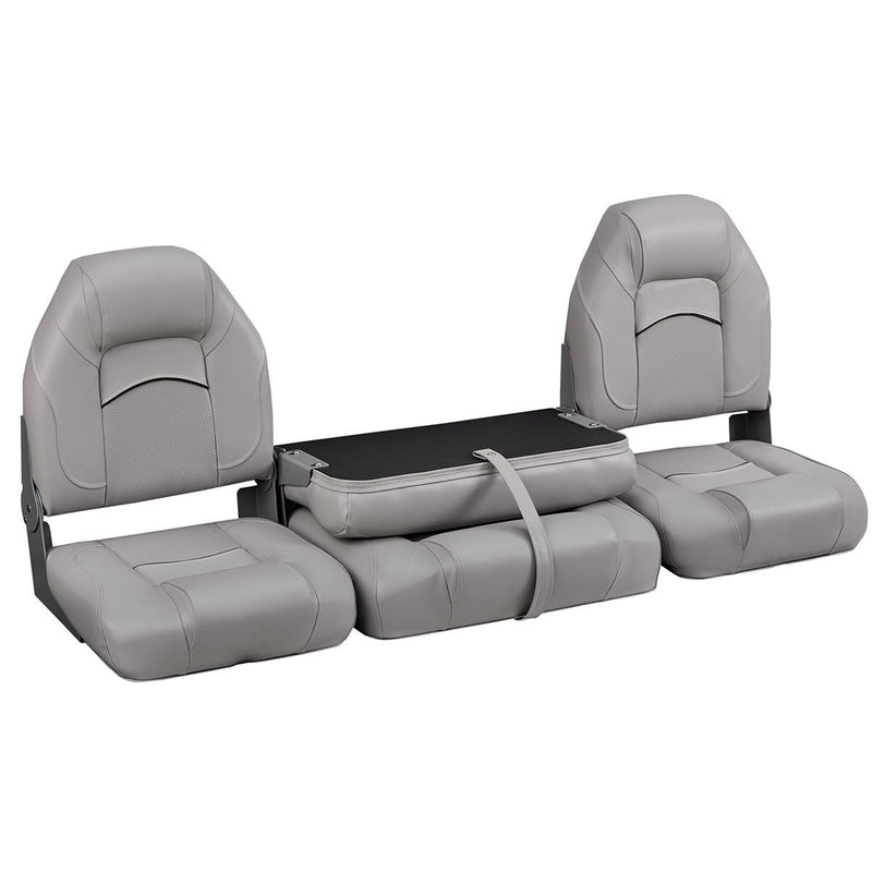 DeckMate Bass Boat Folding Bench Set with wide Jump Seat closed