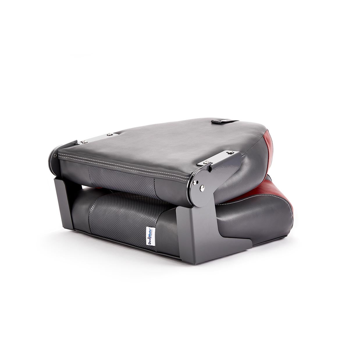 Deckmate High Back Folding Boat Seat Charcoal & Red Marine Grade Vinyl for sale #color_charcoal & red