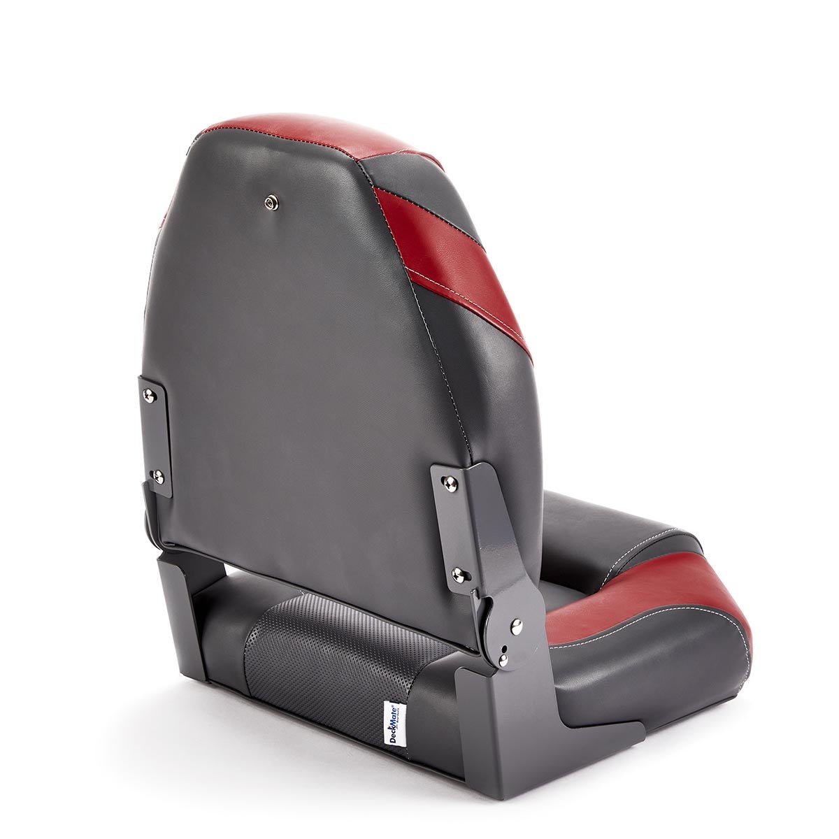 Deckmate High Back Folding Boat Seat Charcoal & Red Marine Grade Vinyl for sale #color_charcoal & red