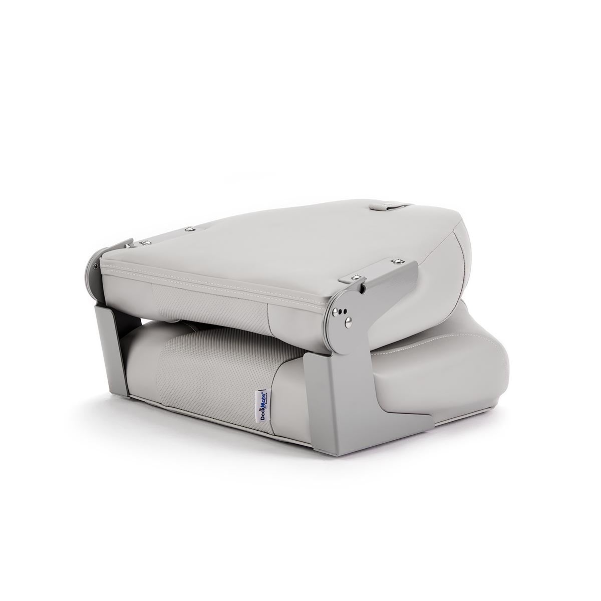 Deckmate High Back Folding Boat Seat Gray Marine Grade Vinyl Black Accent for sale #color_gray