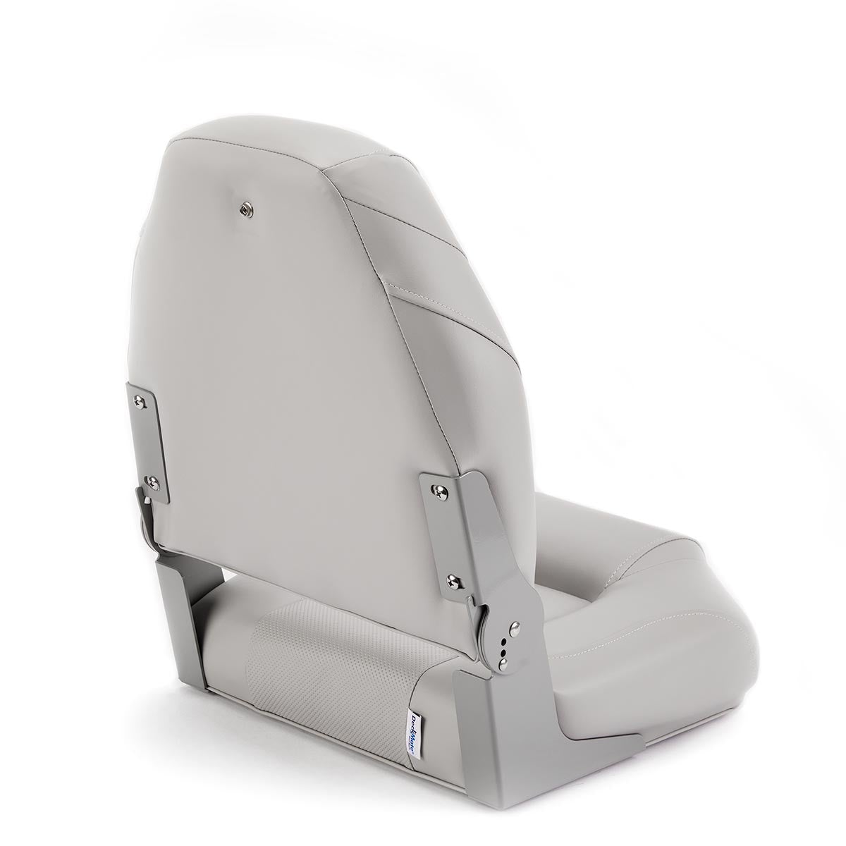 Deckmate High Back Folding Boat Seat Gray Marine Grade Vinyl Black Accent for sale #color_gray