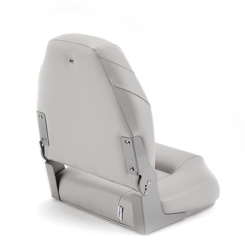 Deckmate High Back Folding Boat Seat Gray Marine Grade Vinyl Black Accent for sale