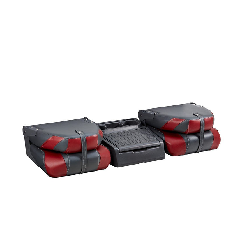 DeckMate Bass Boat Folding Bench Seat Set with center console closed