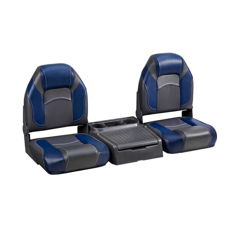 DeckMate Bass Boat Folding Bench Seat Set with center console