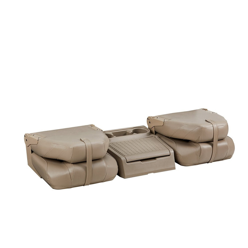 DeckMate Bass Boat Folding Bench Seat Set with center console closed