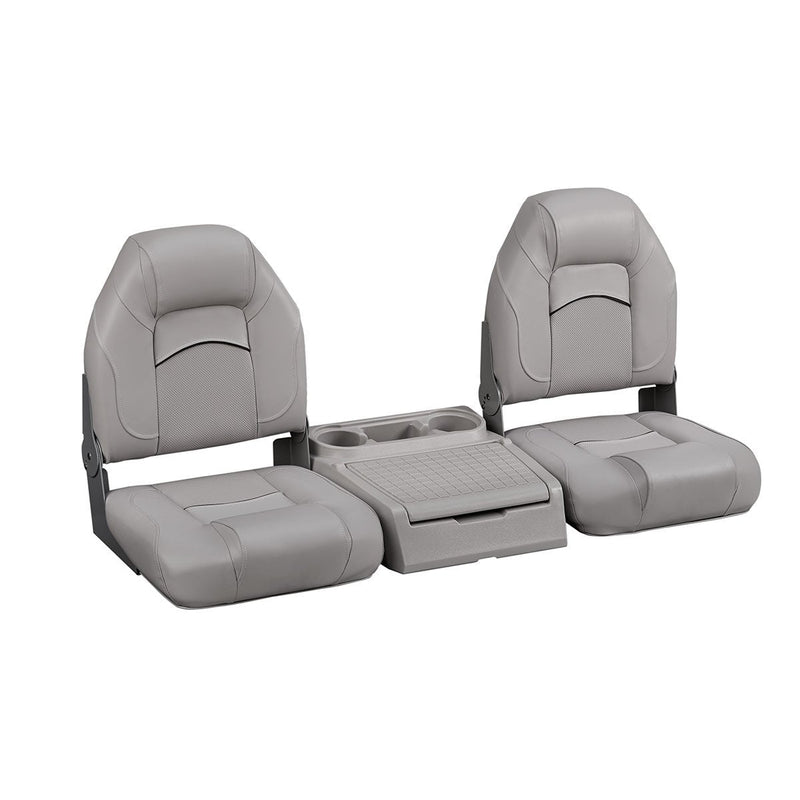 DeckMate Bass Boat Folding Bench Seat Set with center console