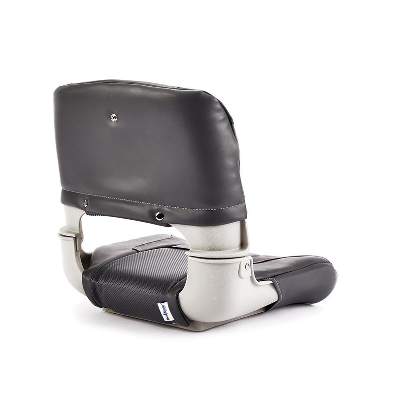 Deckmate Clam Shell Fishing Boat Seat Charcoal & Black Marine Grade Vinyl for sale