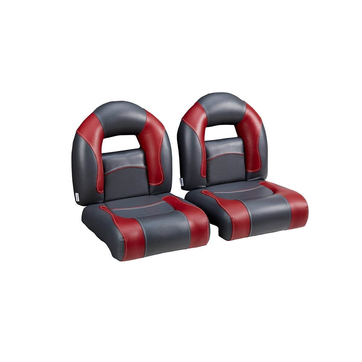 DeckMate Bass Boat Bucket Seat Pair #color_charcoal & red