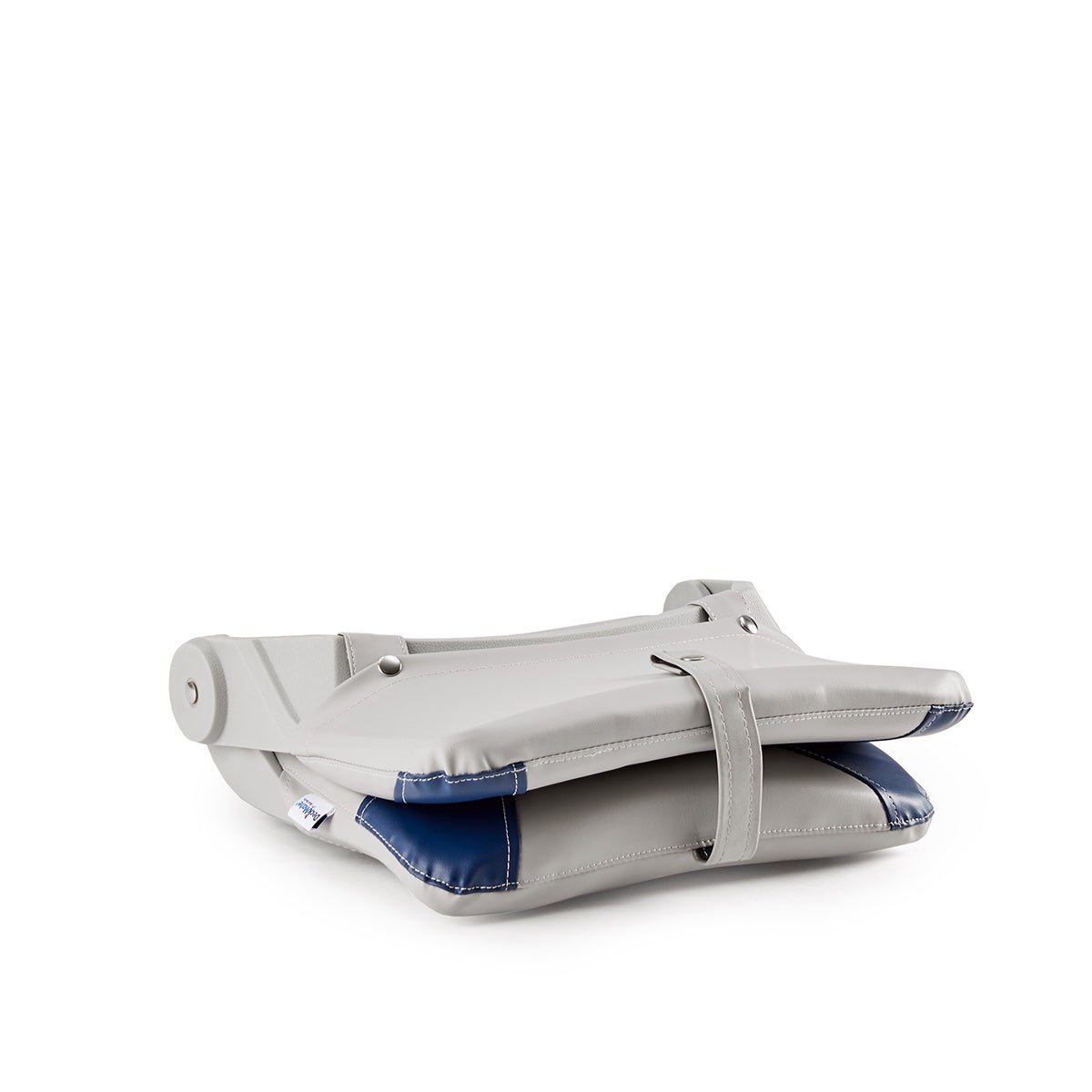 DeckMate Thin Folding Boat Fishing Seat closed #color_gray & blue